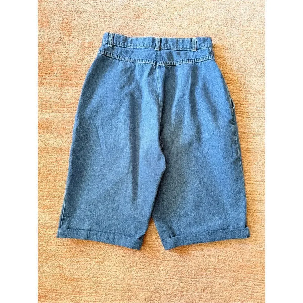 Vintage Tiger High Rise Denim Bermuda Shorts Blue Made in USA Women’s S